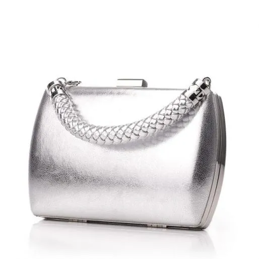 Kaiti Clutch Silver Metallic Women Moda In Pelle Clutch Bags