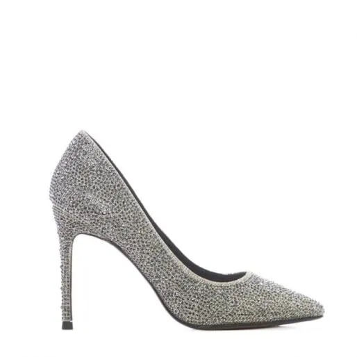 Kaitlyn Pewter Textile Women Moda In Pelle High Heel Shoes