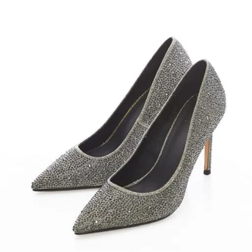 Kaitlyn Pewter Textile Women Moda In Pelle High Heel Shoes Kaitlyn Pewter Textile Women Moda In Pelle High Heel Shoes