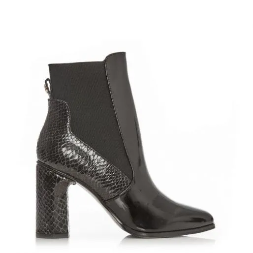Katiee Black Patent Women Moda In Pelle Ankle Boots