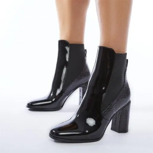 Katiee Black Patent Women Moda In Pelle Ankle Boots Katiee Black Patent Women Moda In Pelle Ankle Boots