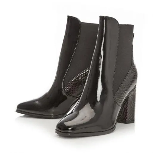 Katiee Black Patent Women Moda In Pelle Ankle Boots Katiee Black Patent Women Moda In Pelle Ankle Boots