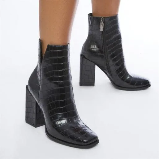 Kiani Black Patent Mocc Croc Women Moda In Pelle Ankle Boots Kiani Black Patent Mocc Croc Women Moda In Pelle Ankle Boots