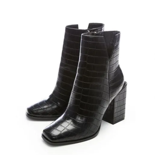 Kiani Black Patent Mocc Croc Women Moda In Pelle Ankle Boots Kiani Black Patent Mocc Croc Women Moda In Pelle Ankle Boots