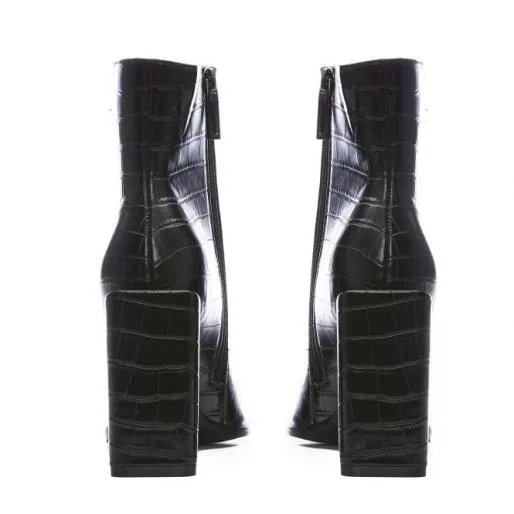 Kiani Black Patent Mocc Croc Women Moda In Pelle Ankle Boots Kiani Black Patent Mocc Croc Women Moda In Pelle Ankle Boots