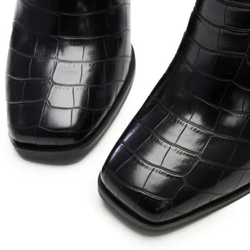 Kiani Black Patent Mocc Croc Women Moda In Pelle Ankle Boots Kiani Black Patent Mocc Croc Women Moda In Pelle Ankle Boots