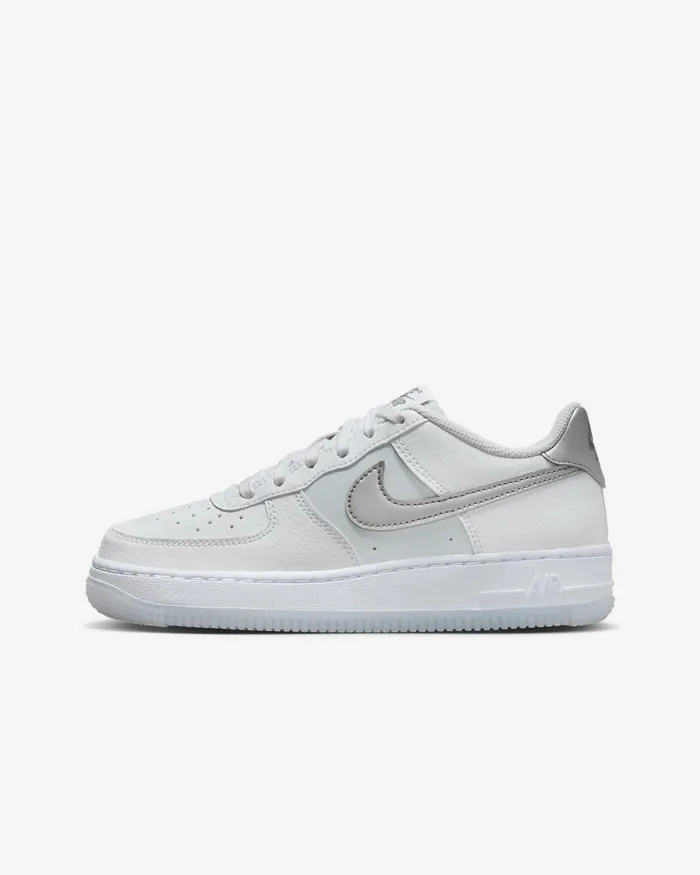 Kids Air Force 1 Whitepure Platinumfootball Greymetallic Silver Nike Lifestyle