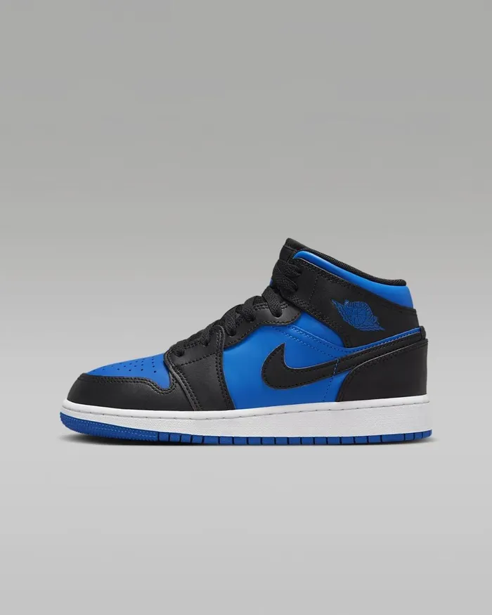 Kids Air Jordan 1 Mid Blackblackwhiteroyal Blue Nike Lifestyle