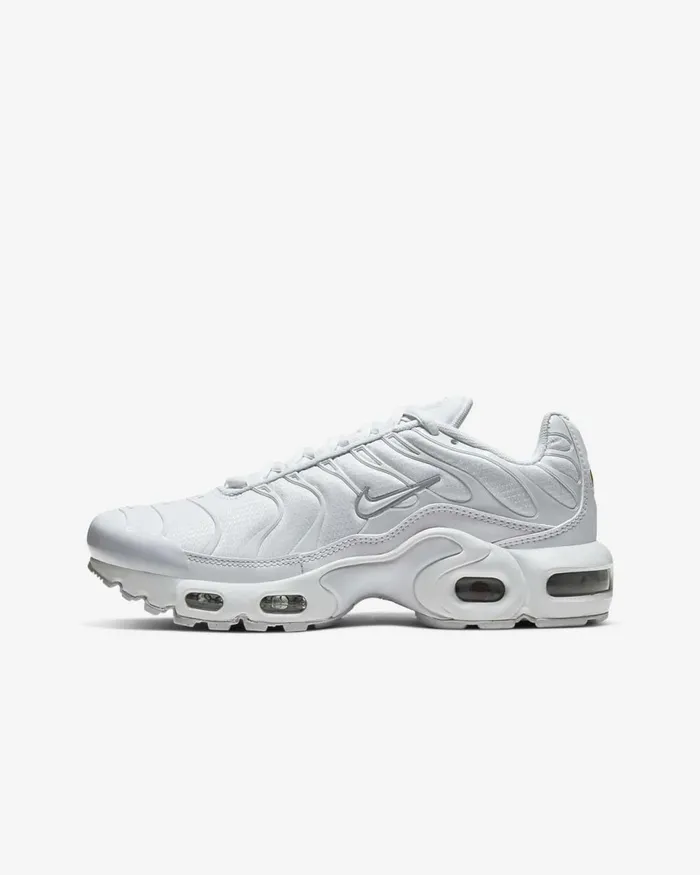 Kids Air Max Plus Whitemetallic Silverwhite Nike Older Kids 7 8211 15 Years