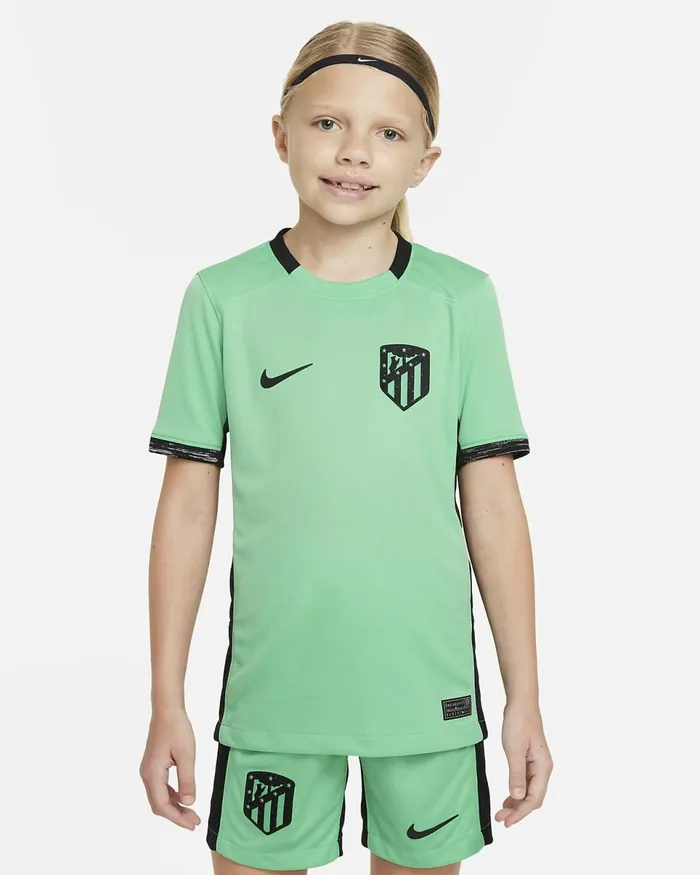 Kids Atltico Madrid 202324 Stadium Third Spring Greenblackblack Nike Tops And TShirts Kids Atltico Madrid 202324 Stadium Third Spring Greenblackblack Nike Tops And TShirts