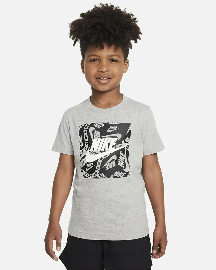 Kids Brandmark Square Basic Tee Dark Grey Heather Nike Tops And TShirts