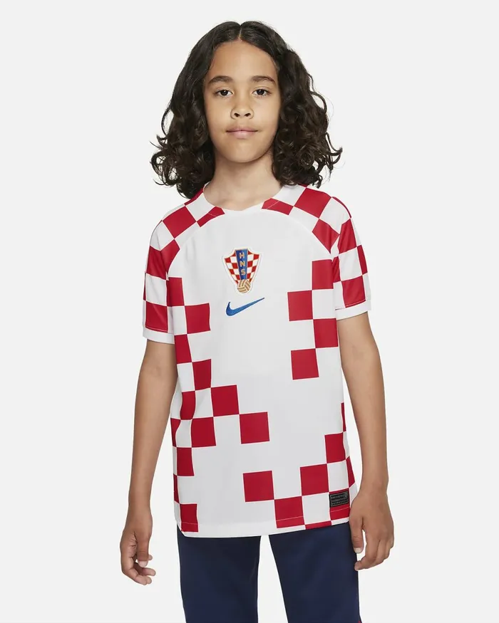 Kids Croatia 202223 Stadium Home Whitebattle Blue Nike Tops And TShirts