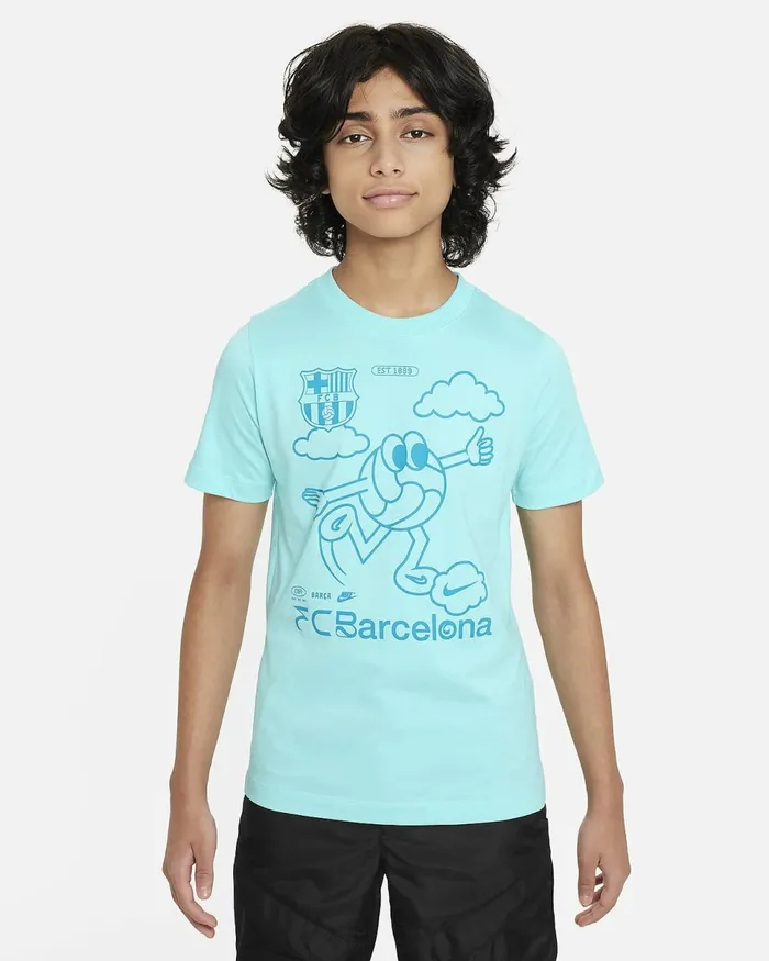 Kids FC Barcelona Air Light Aqua Nike Tops And TShirts