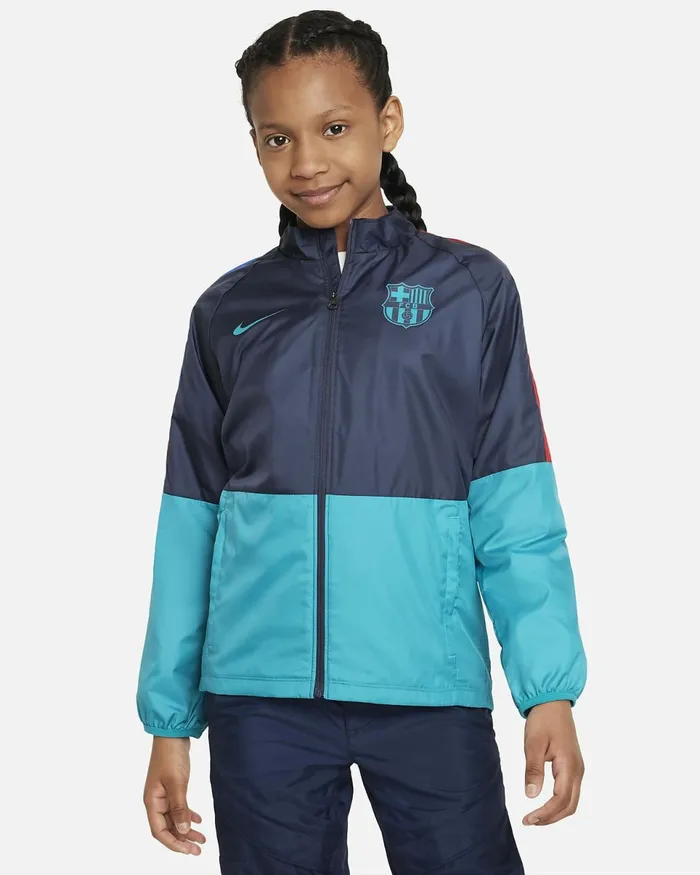 Kids FC Barcelona Repel Academy Awf Third Thunder Blueenergyroyal Blueenergy Nike Jackets