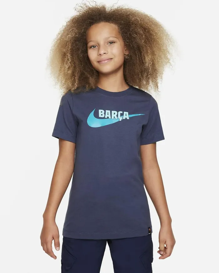 Kids FC Barcelona Swoosh Thunder Blue Nike Tops And TShirts