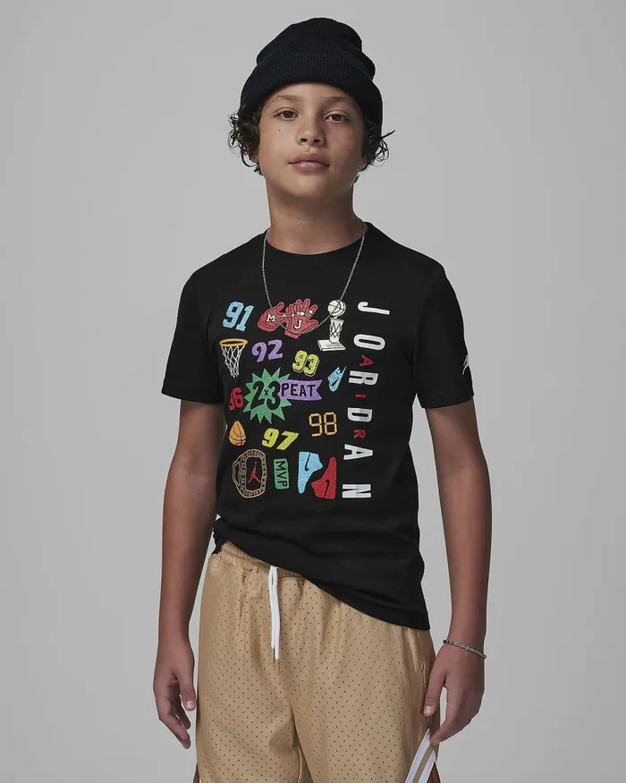 Kids Jordan 22153 Peat Tee Black Nike Tops And TShirts