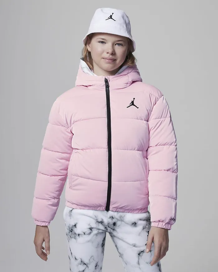 Kids Jordan Boxy Fit Puffer Medium Soft Pink Nike Jackets