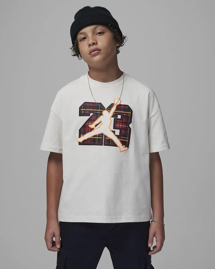 Kids Jordan Checked Pack 23 Tee Phantom Nike Tops And TShirts
