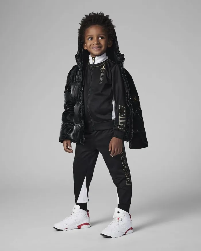 Kids Jordan Holiday Shine Tricot Set Black Nike Baby and Toddler 03 Years