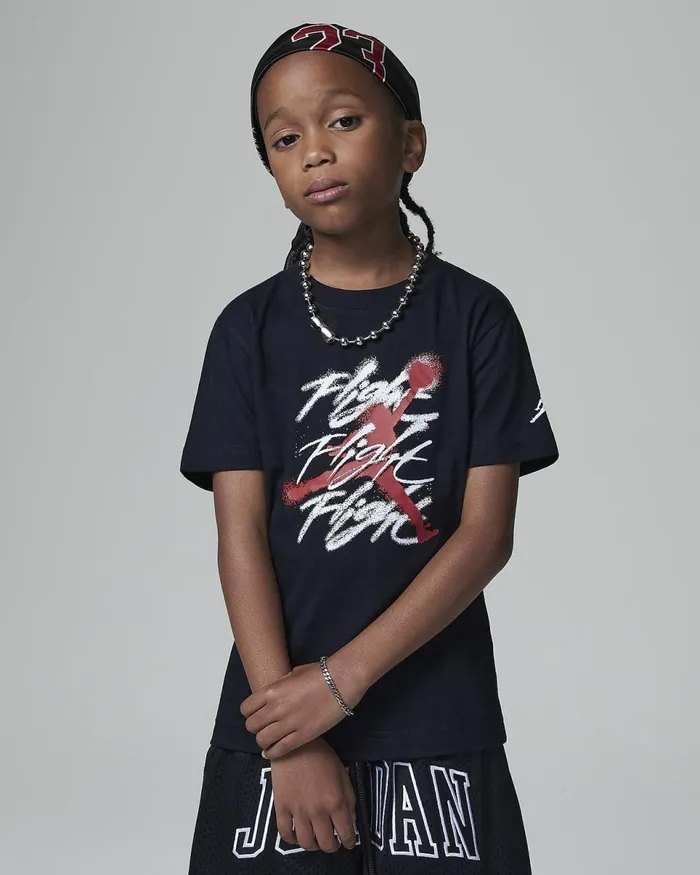 Kids Jordan Jumpman Flight Sprayed Tee Black Nike Tops And TShirts