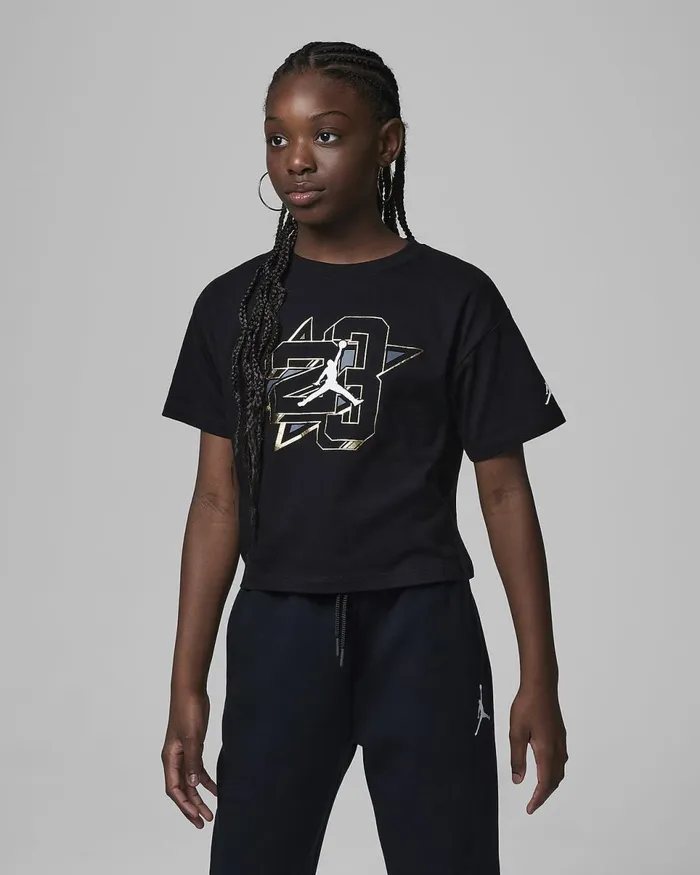 Kids Jordan Jumpman Shine Tee Black Nike Tops And TShirts