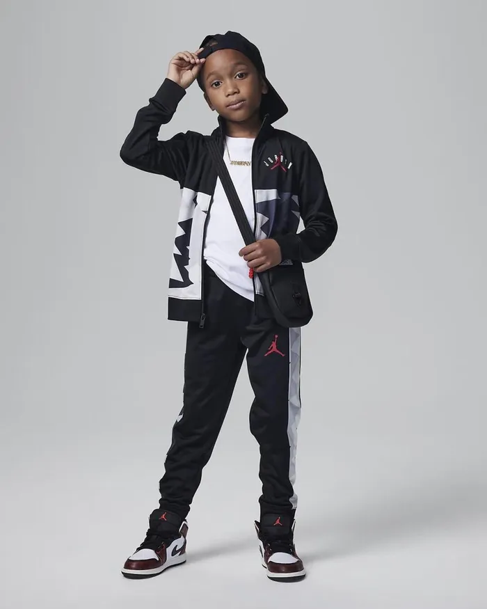 Kids Jordan Mvp Printed Tricot Set Black Nike Tracksuits