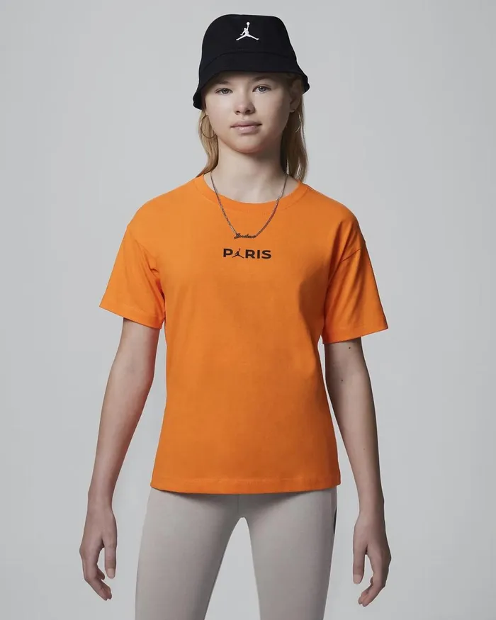 Kids Jordan Paris SaintGermain Tee Magma Orange Nike Tops And TShirts