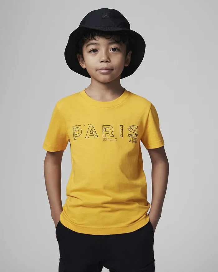 Kids Jordan Paris Sp23 Tee Tour Yellow Nike Tops And TShirts