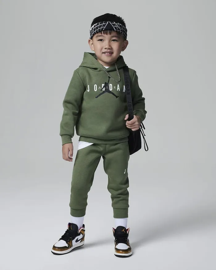 Kids Jordan Sustainable Materials Pullover Hoodie Set Sky J Light Olive Nike Baby and Toddler 03 Years Kids Jordan Sustainable Materials Pullover Hoodie Set Sky J Light Olive Nike Baby and Toddler 03 Years