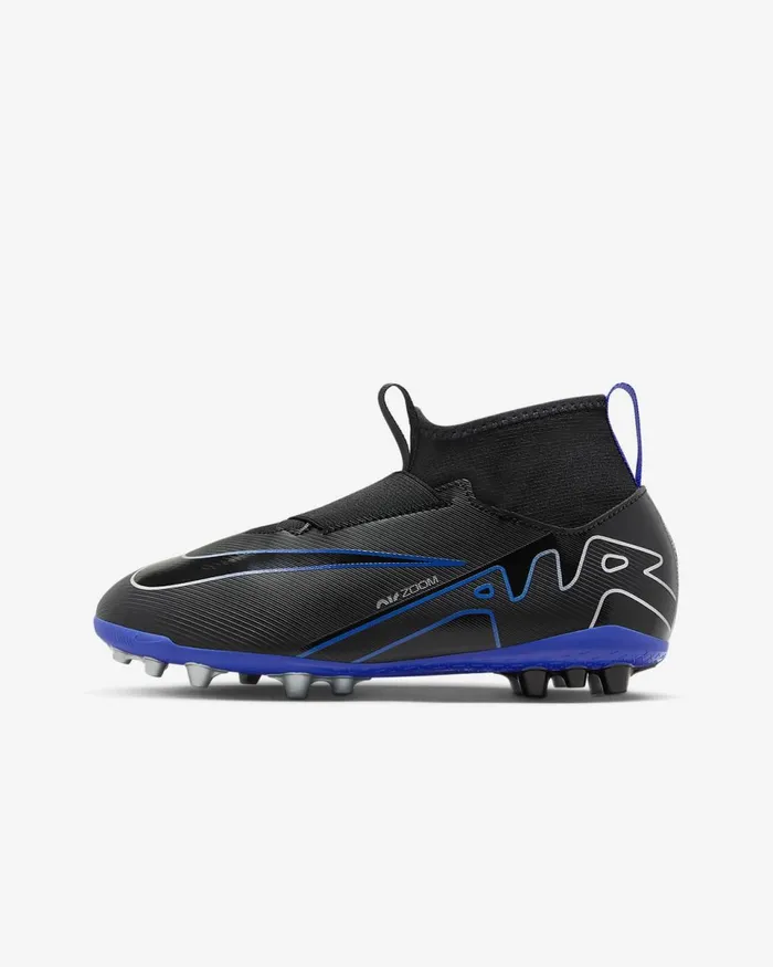 Kids Jr Mercurial Superfly 9 Academy Blackhyper Royalchrome Nike Football
