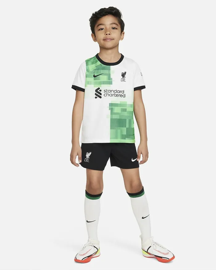 Kids Liverpool FC 202324 Away Whitegreen Sparkblack Nike Sport Clothing