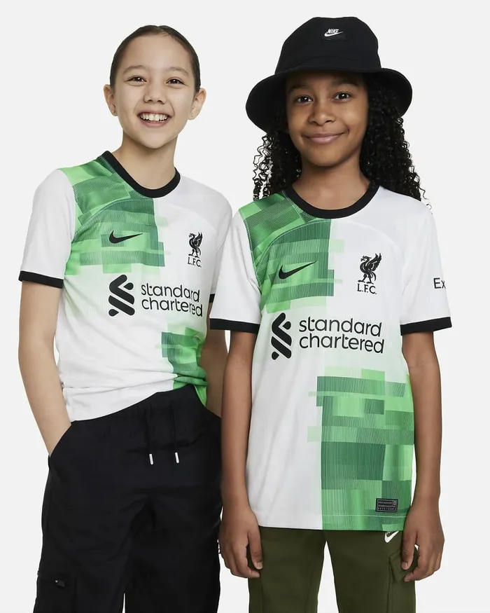 Kids Liverpool FC 202324 Stadium Away Whitegreen Sparkblack Nike Kits And Jerseys Kids Liverpool FC 202324 Stadium Away Whitegreen Sparkblack Nike Kits And Jerseys