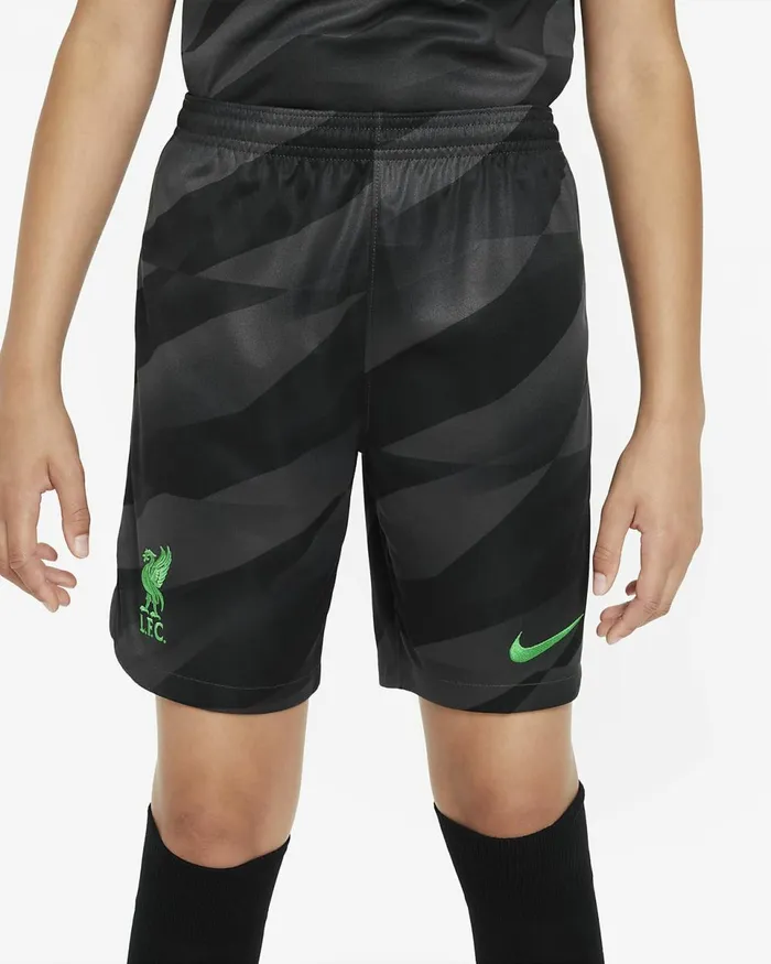Kids Liverpool FC 202324 Stadium Goalkeeper Anthracitepoison Green Nike Shorts
