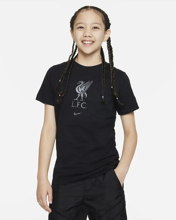 Kids Liverpool FC Crest Black Nike Tops And TShirts