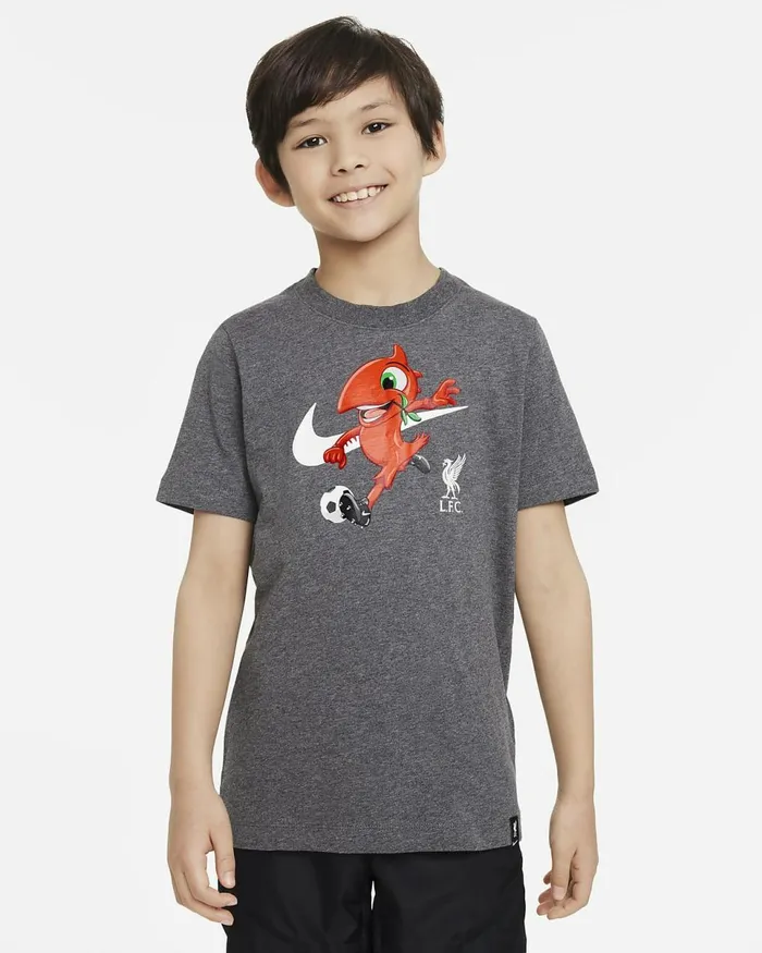 Kids Liverpool FC Mascot Charcoal Heather Nike Tops And TShirts