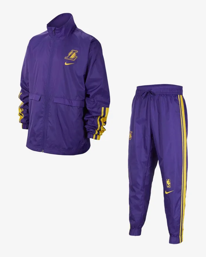 Kids Los Angeles Lakers Courtside Field Purple Nike Tracksuits