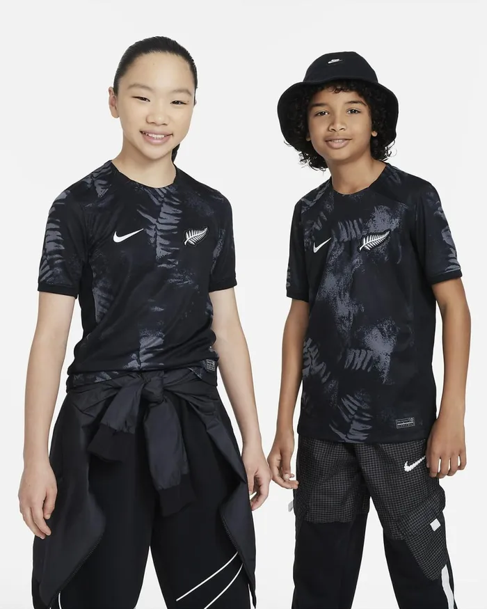 Kids New Zealand 2023 Stadium Home Iron Greyblackwhite Nike Tops And TShirts