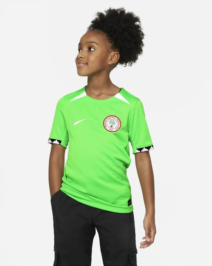 Kids Nigeria 2023 Stadium Home Poison Greenwhitewhite Nike Tops And TShirts
