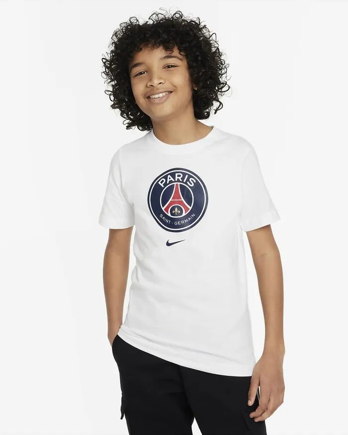 Kids Paris SaintGermain Crest White Nike Tops And TShirts