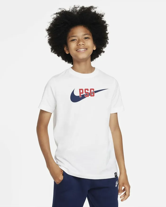 Kids Paris SaintGermain Swoosh White Nike Tops And TShirts