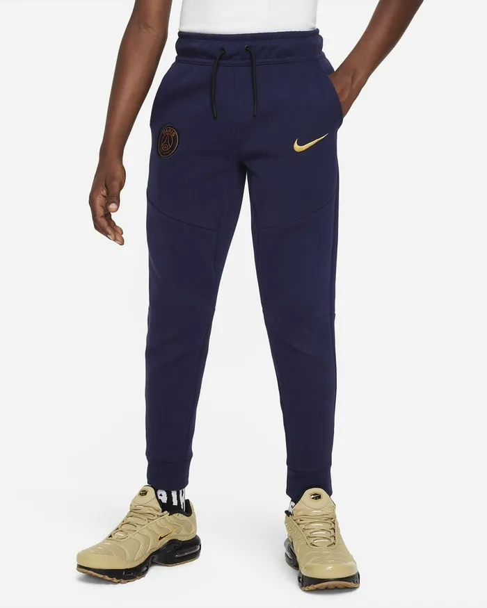 Kids Paris SaintGermain Tech Fleece Blackened Bluegold Suede Nike Trousers And Leggings