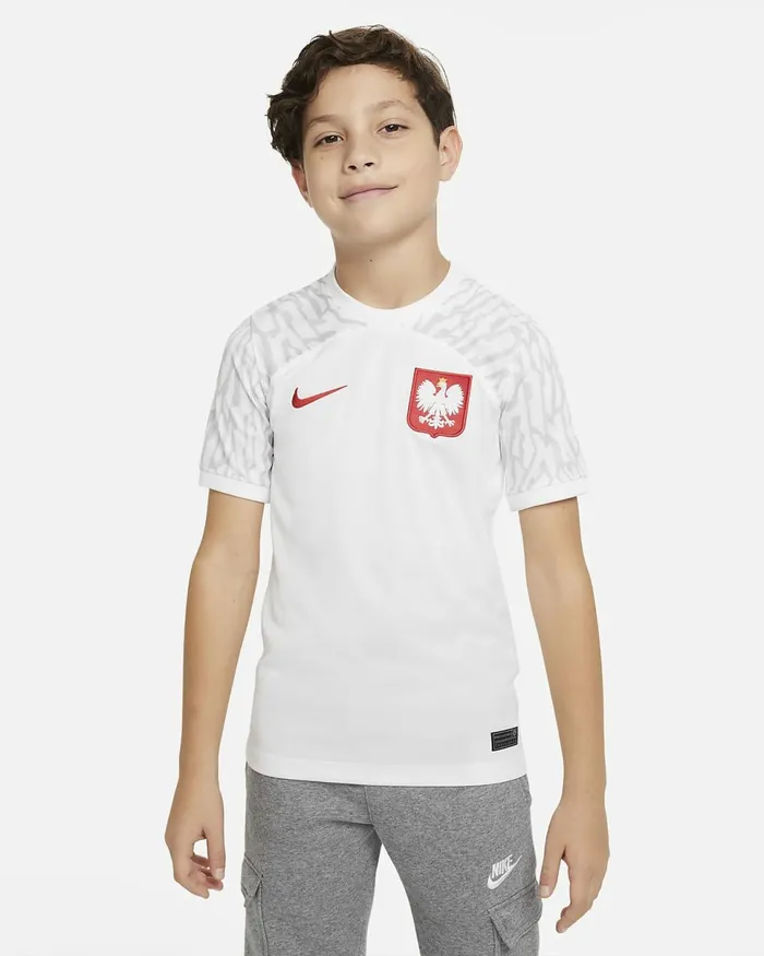 Kids Poland 202223 Stadium Home Whitesport Red Nike Tops And TShirts