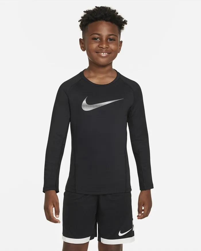 Kids Pro Warm Blackwhite Nike Tops And TShirts