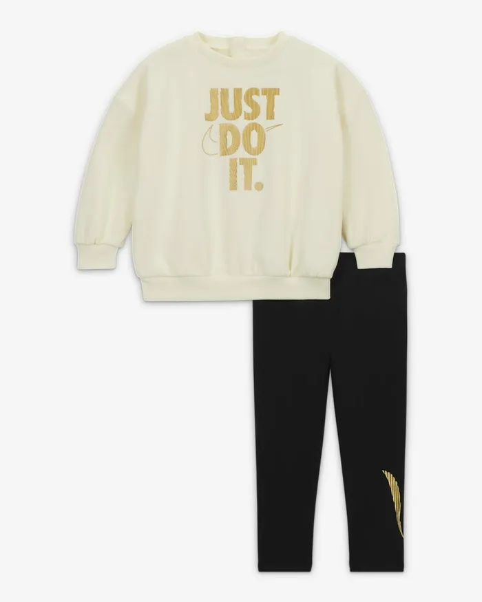 Kids Shine Crew And Leggings Set Black Nike Baby and Toddler 03 Years