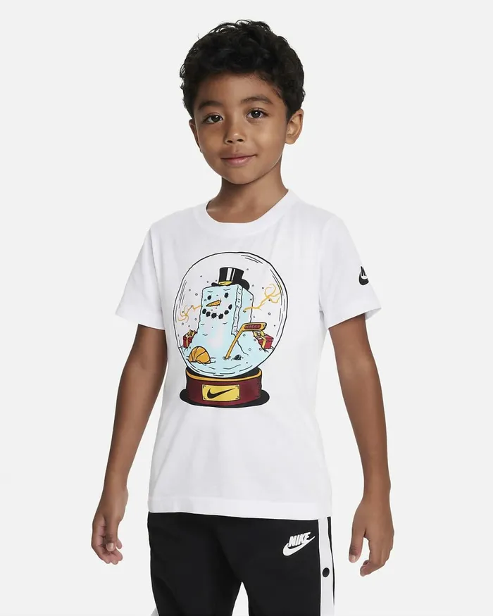 Kids Snow Globe Boxy Snowman Tee White Nike Tops And TShirts