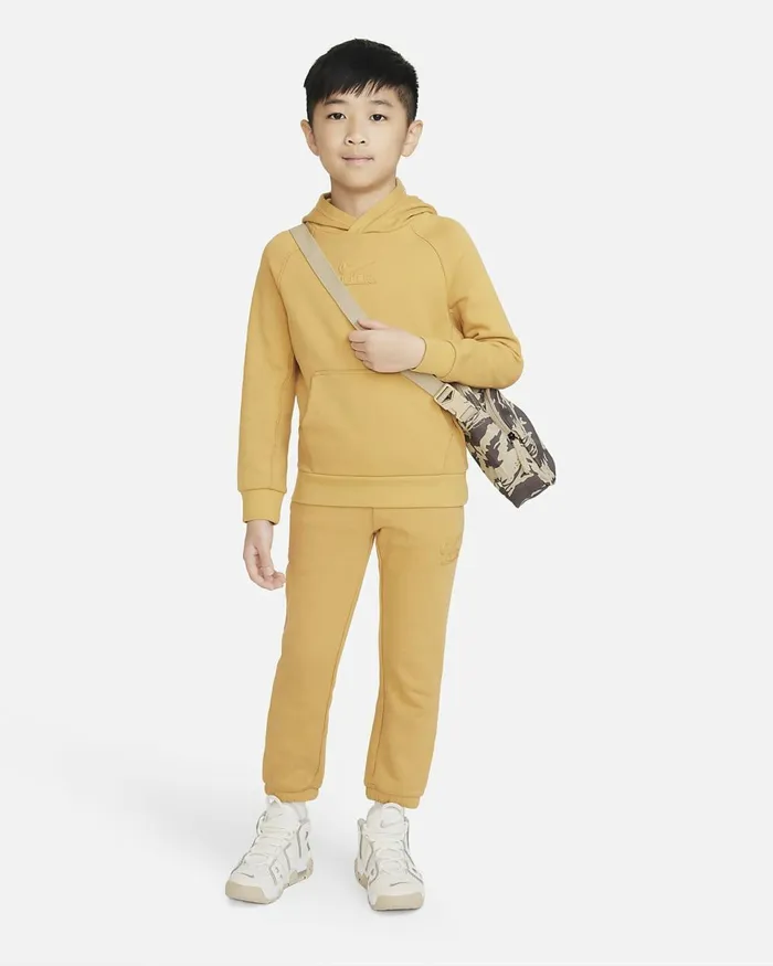 Kids Sportswear Air Pullover Hoodie And Trousers Set Wheat Gold Nike Sport Clothing