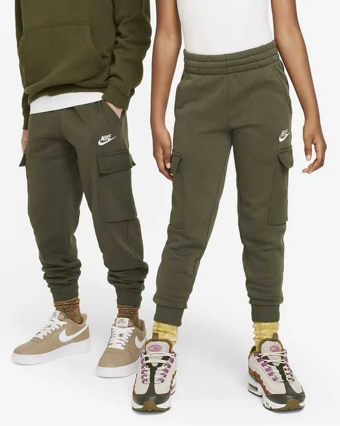 Kids Sportswear Club Fleece Cargo Khakicargo Khakiwhite Nike Trousers And Leggings