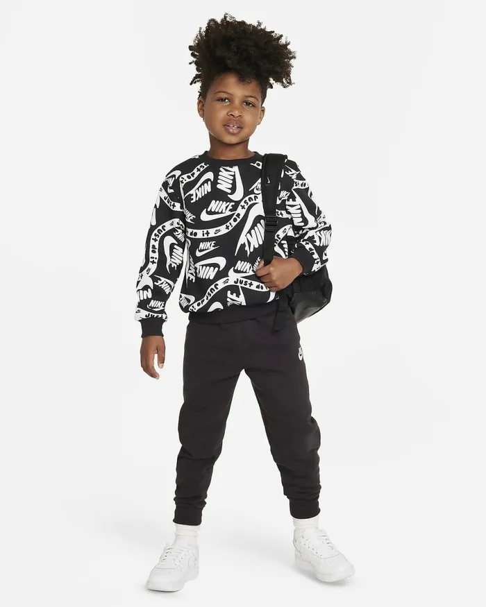 Kids Sportswear Club Printed Set Black Nike Sport Clothing