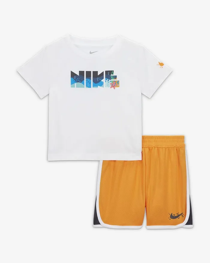 Kids Sportswear Coral Reef Mesh Shorts Set Vivid Orange Nike Sport Clothing