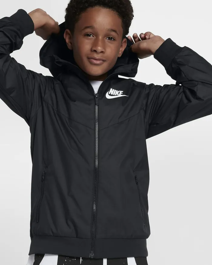 Kids Sportswear Windrunner Blackblackblackwhite Nike Jackets